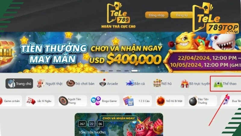 Cá cược bóng bàn Tele789 hấp dẫn, thưởng lớn và dễ chơi 7 Vào sảnh thể thao để chơi cá độ bóng bàn